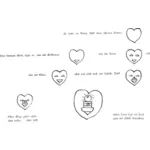 Vector clip art of weird hearts drawings set